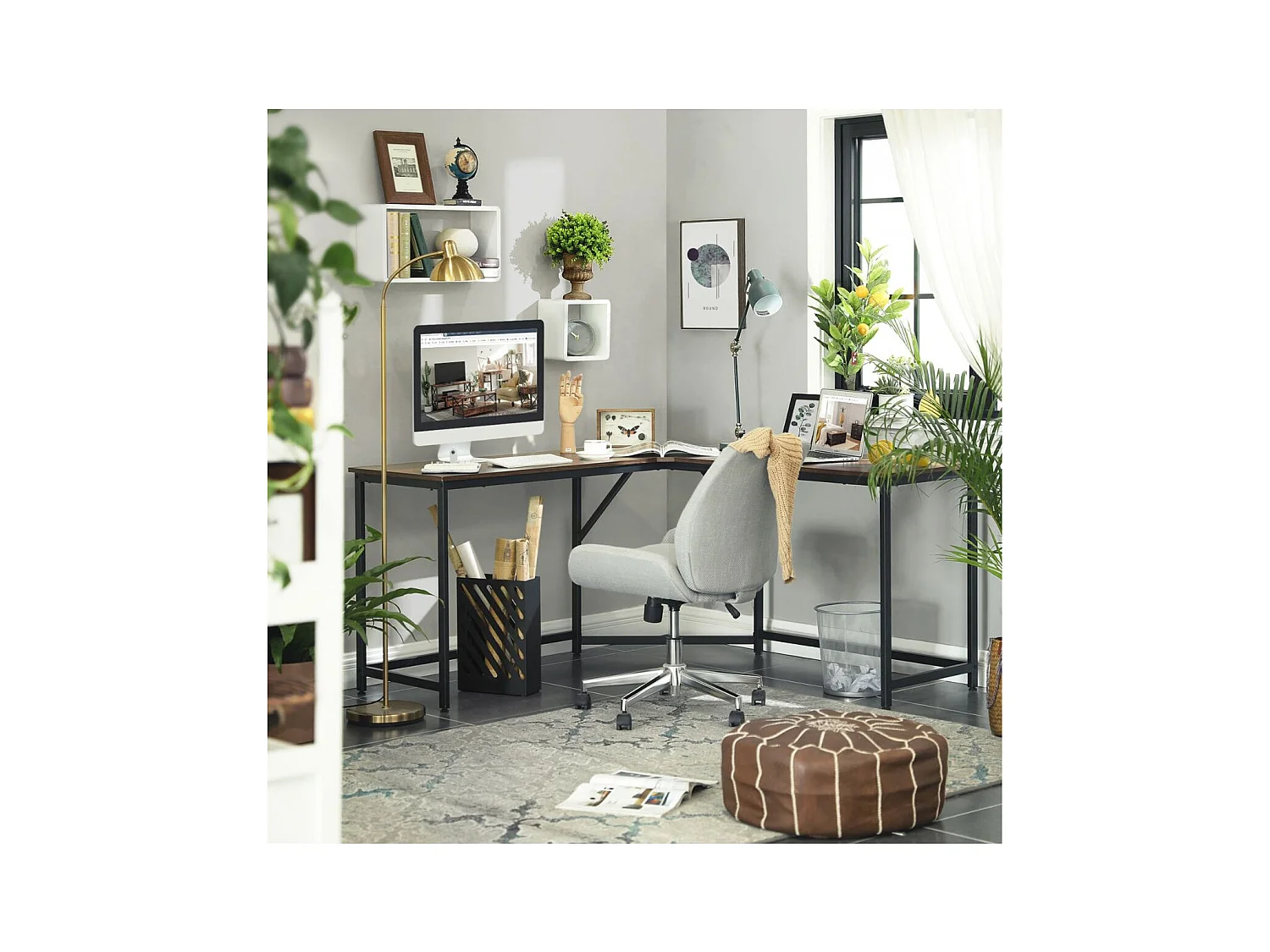 Bureau d'Angle Droit Style Industriel - L149 x P149 cm
