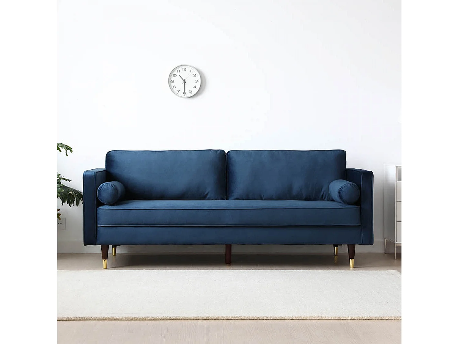 Canapé 3 places en velours bleu NALHA