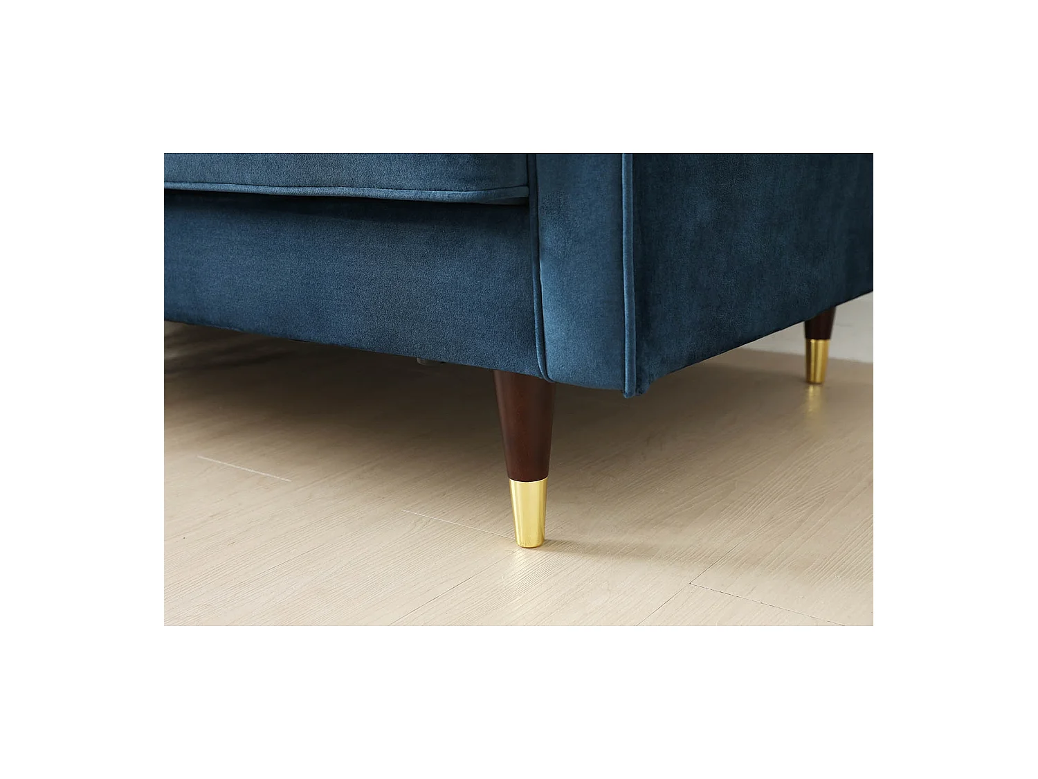 Canapé 3 places en velours bleu NALHA