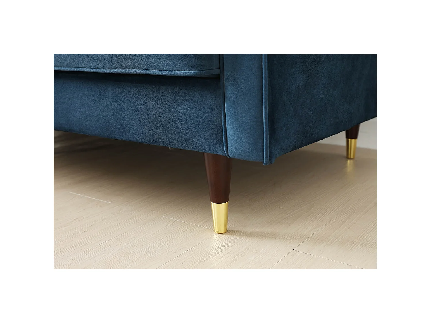 Canapé 3 places en velours bleu NALHA