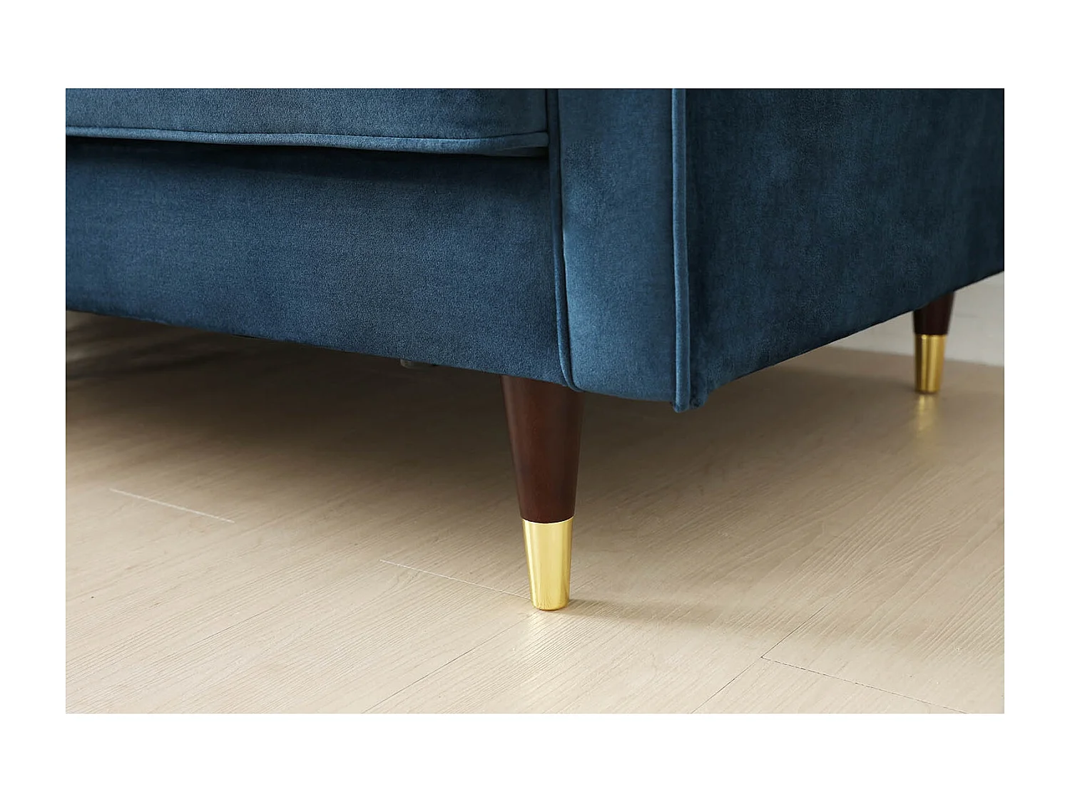 Canapé 3 places en velours bleu NALHA