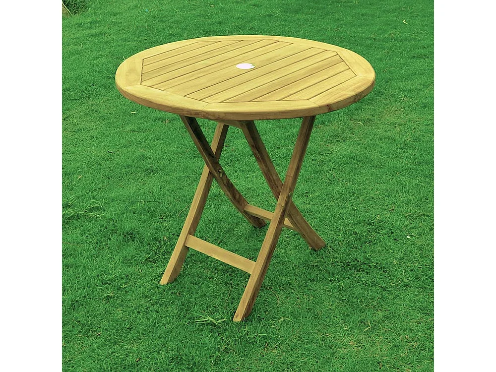 Opklapbare ronde teakhouten tuin tafel in bruin 80cm - MEJIA