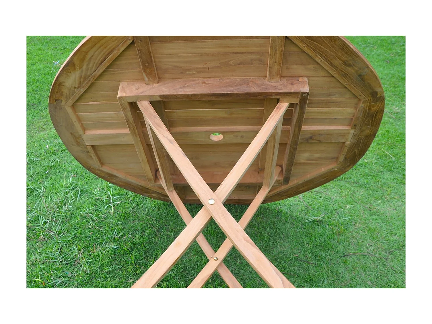Opklapbare ronde teakhouten tuin tafel in bruin 80cm - MEJIA
