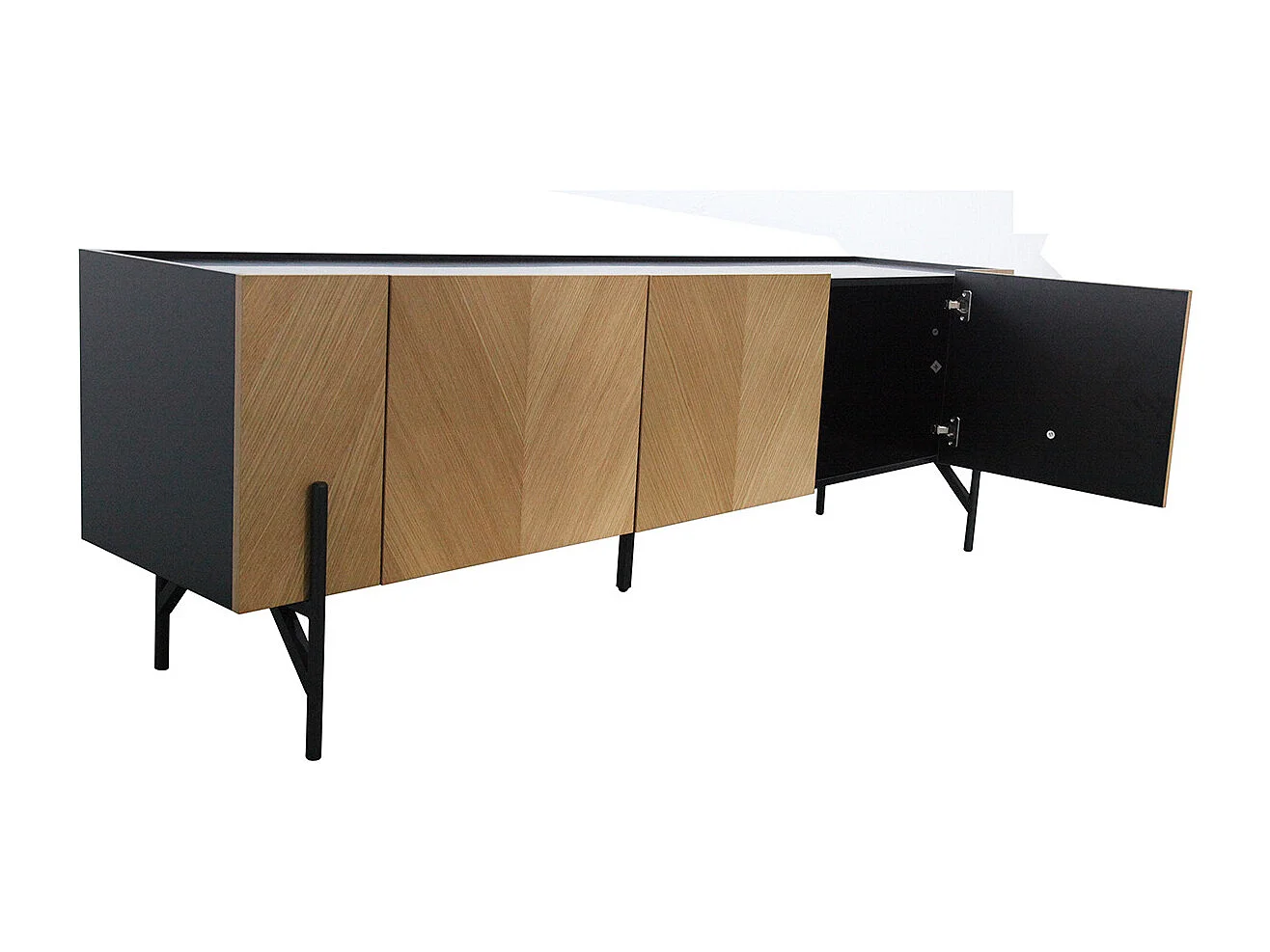 Meuble TV vintage en bois clair avec placard SEQUOIA