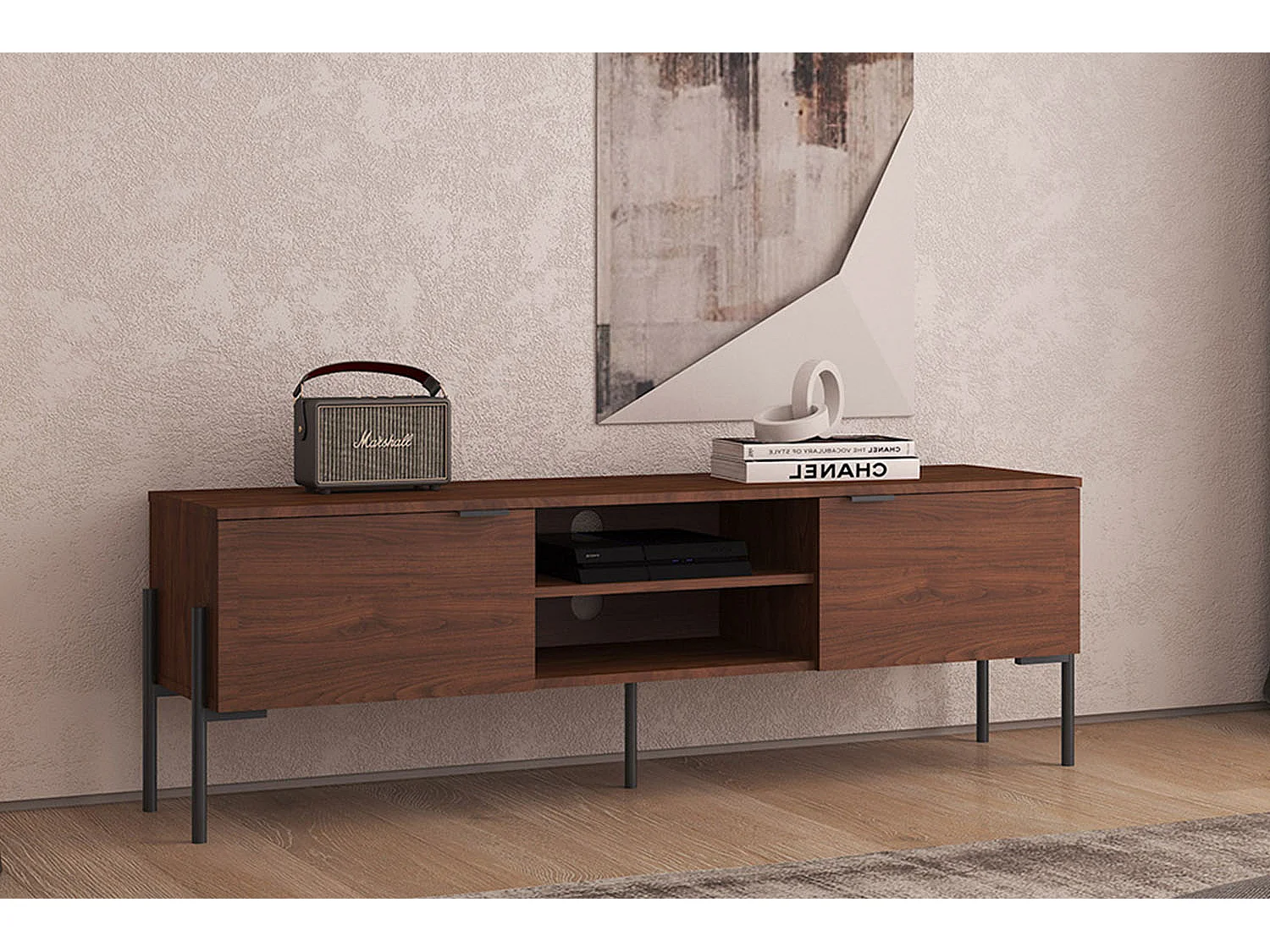 Meuble TV vintage avec 2 placards VANCOUVER