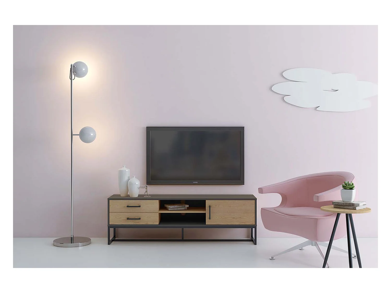 Meuble TV industriel avec rangements DETROIT