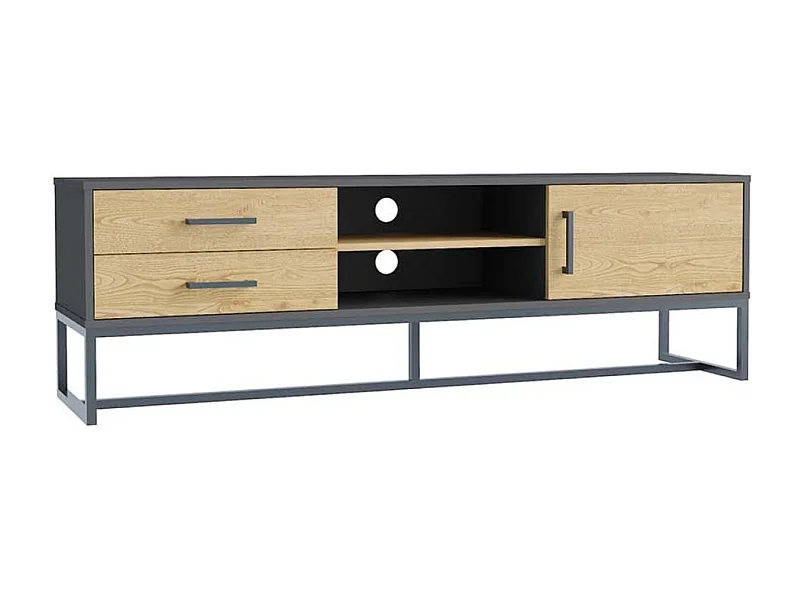 DETROIT - Meuble TV industriel 160 cm avec rangements