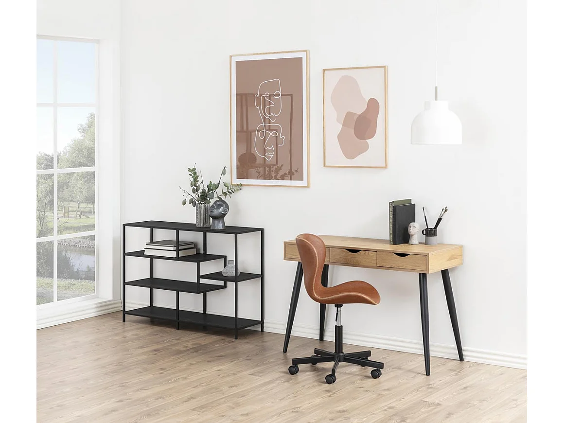 Bureau scandinave avec tiroirs noir SEVEY