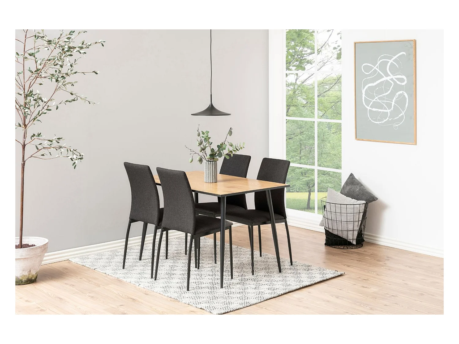 Table à manger 4 personnes bois et noir 120cm MIRA