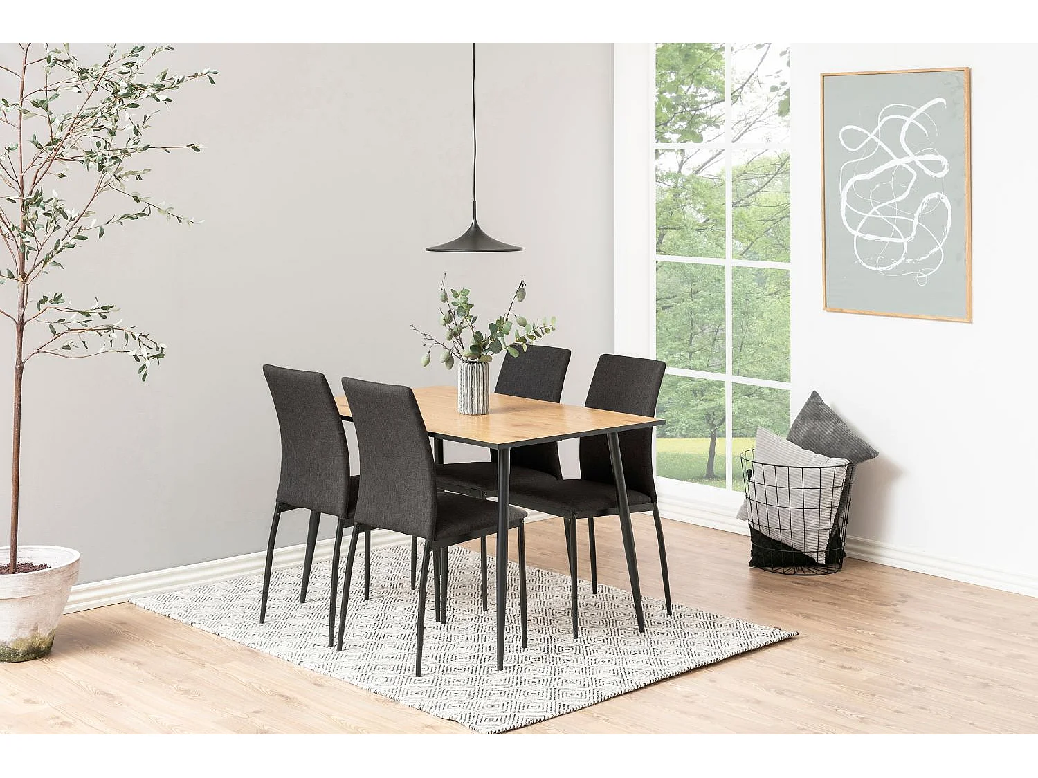 Table à manger 4 personnes bois et noir 120cm MIRA