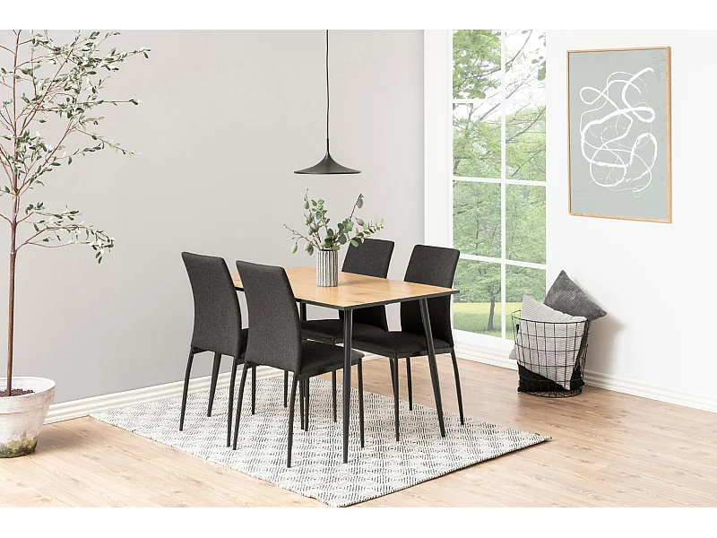 Mesa de jantar para 4 pessoas em madeira e preto 120cm MIRA Estilo Industrial