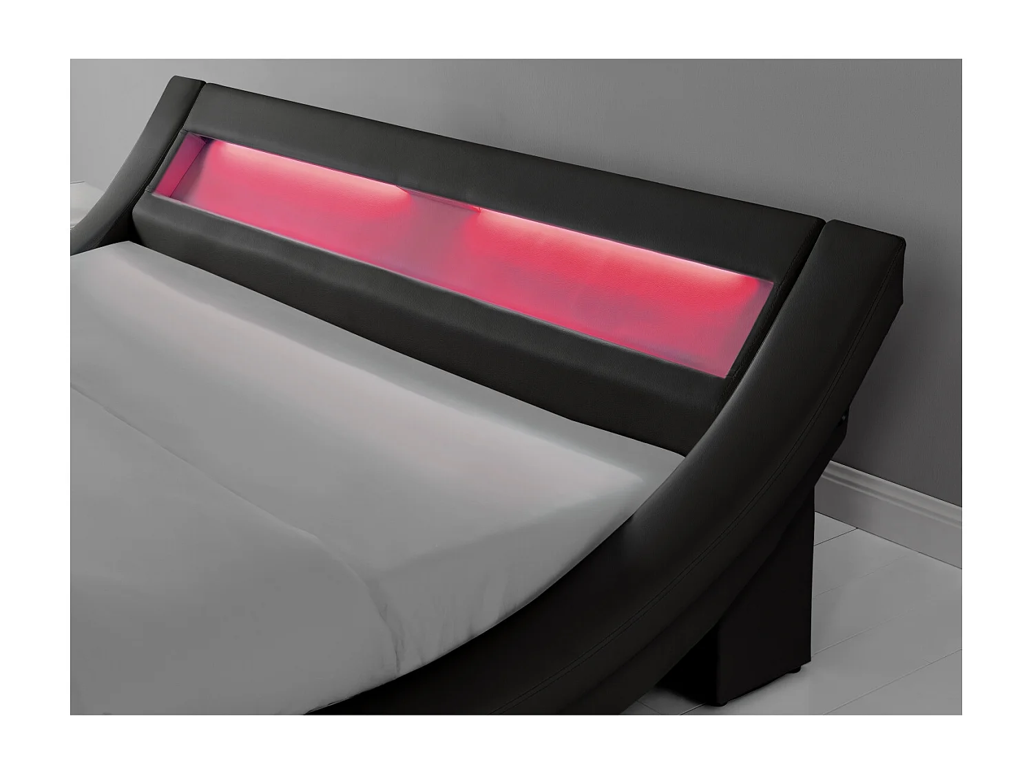 Lit avec led 160 x 200 cm en PU noir PADDINGTON