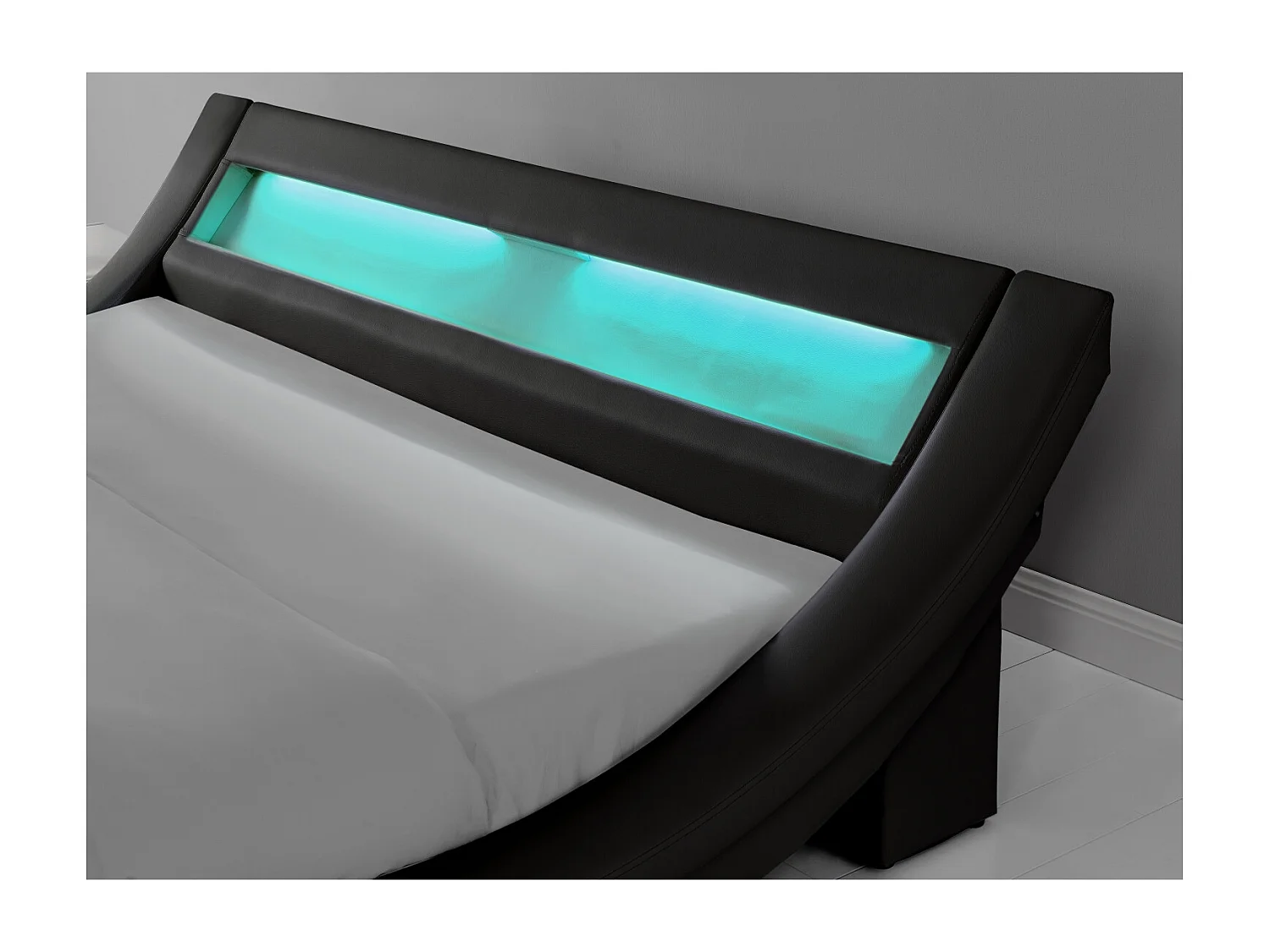 Lit avec led 160 x 200 cm en PU noir PADDINGTON