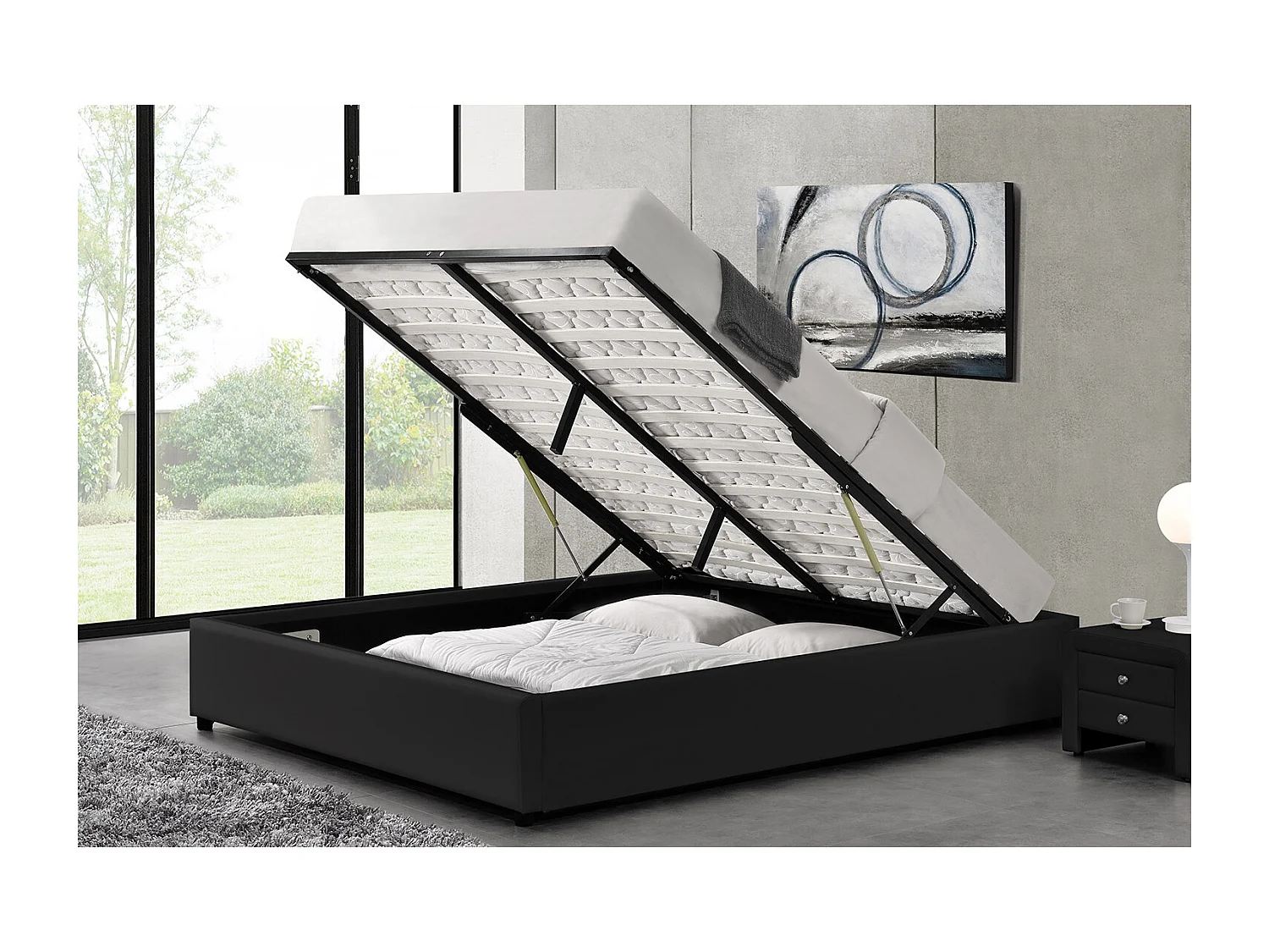 Structure de lit avec coffre 140 x 190 cm noir KENNINGTON