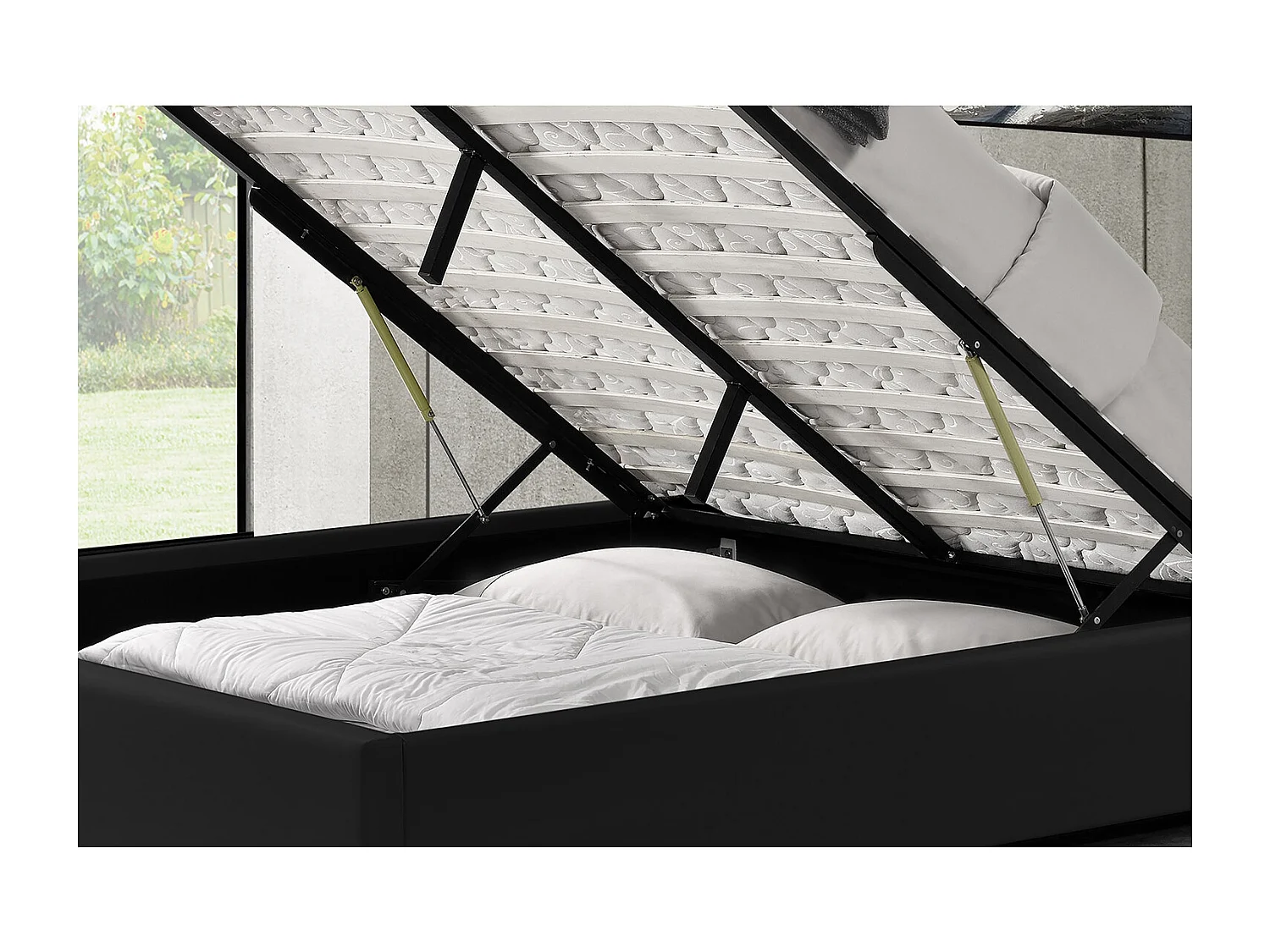 Structure de lit avec coffre 140 x 190 cm noir KENNINGTON