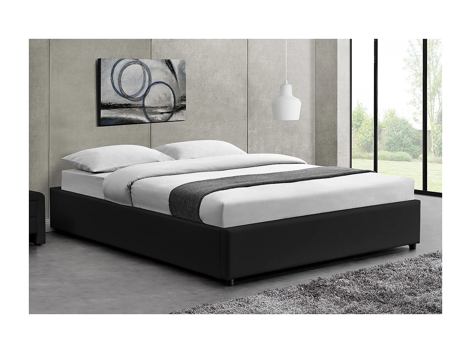 Structure de lit avec coffre 140 x 190 cm noir KENNINGTON