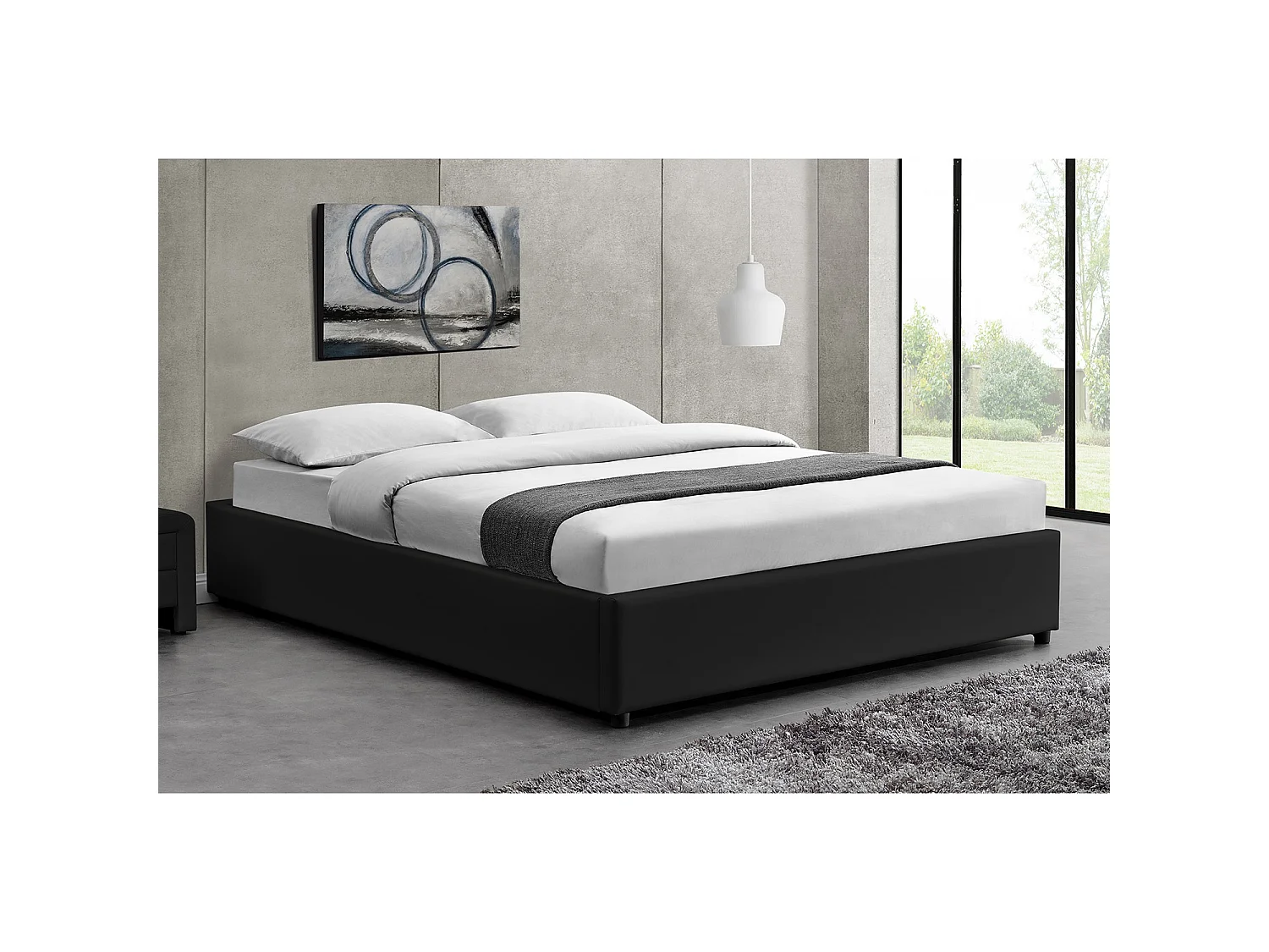 Lit coffre 140 x 190 cm noir KENNINGTON