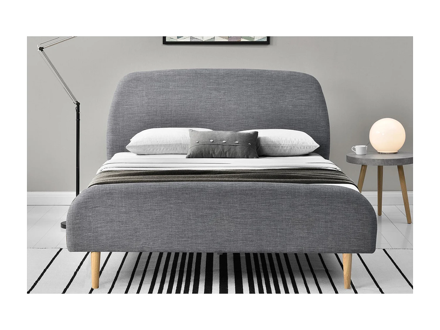 Lit 140 x 190 cm en tissu gris clair SANDVIK