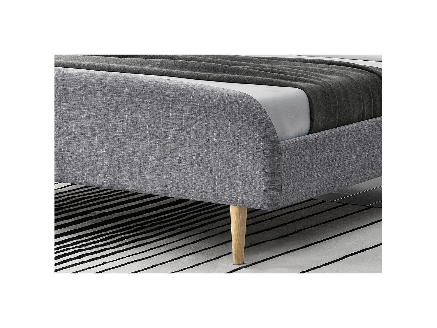 Lit 140 x 190 cm en tissu gris clair SANDVIK