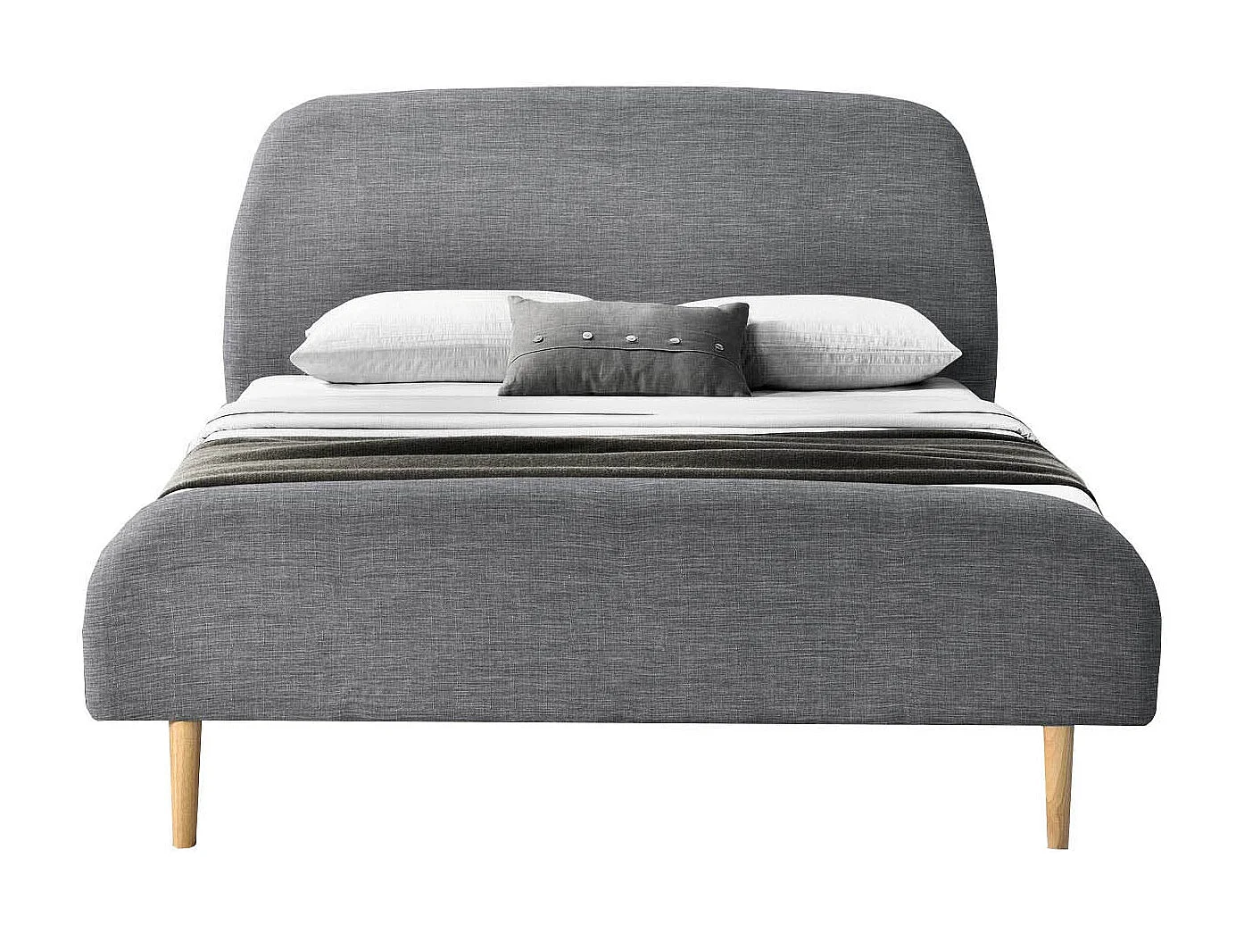 Lit 140 x 190 cm en tissu gris clair SANDVIK