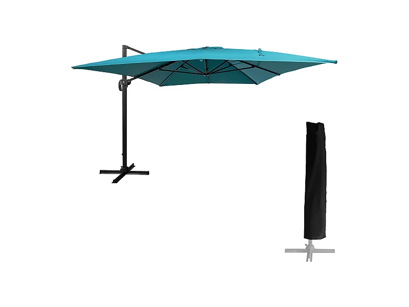 Frei stehender Sonnenschirm MOLOKAI rechteckig 3x4m blau + Hülle