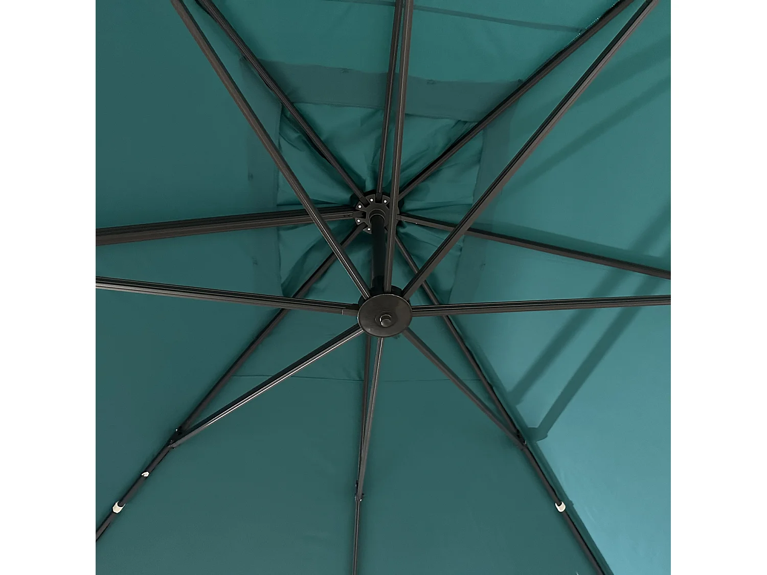 Parasol déporté MOLOKAI rectangulaire 3x4m bleu + housse - HAPPY GARDEN