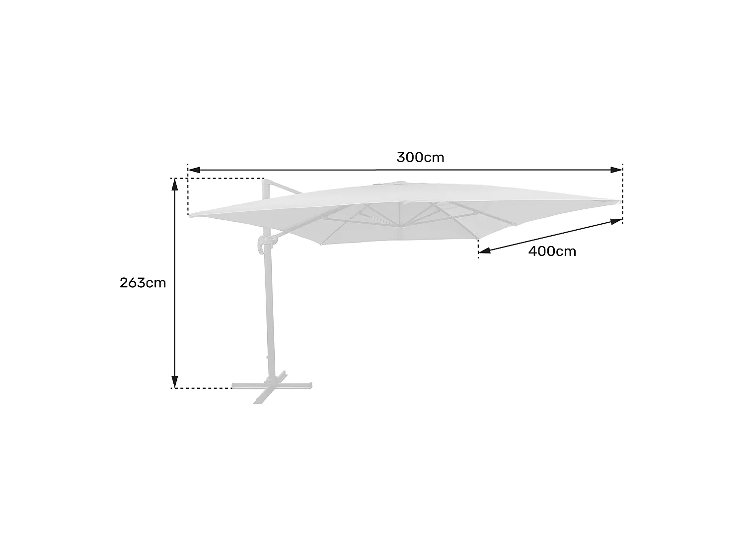 Offset parasol MOLOKAI rechthoekig 3x4m blauw + hoes