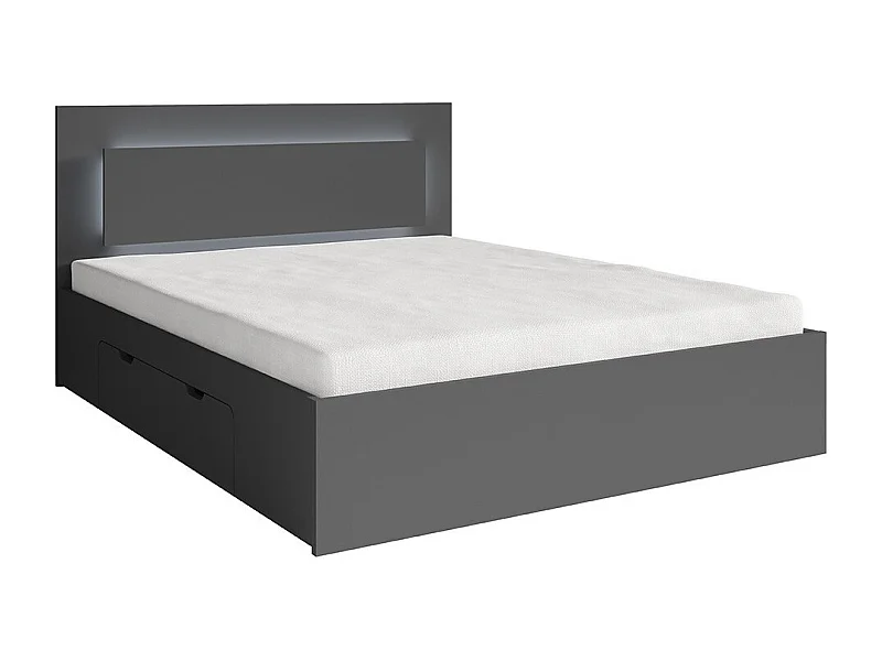 Bett NOFI mit Lattenrost 180 x 200 cm mit 2 Schubladen zur Aufbewahrung - graphitgrau