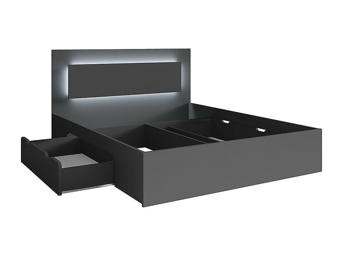 Cama NOFI cinza 180x200 cm com gavetas, ideal para quarto. Mobiliário design