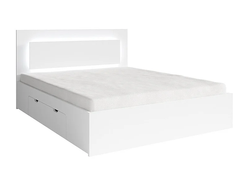 Cama NOFI 180 x 200 cm con somier y 2 cajones de almacenamiento - blanco
