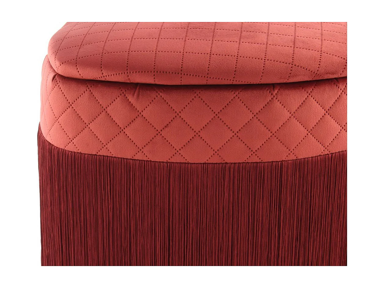 Pouf & Coffre de Rangement avec Franges "Paola" 48cm Bordeaux