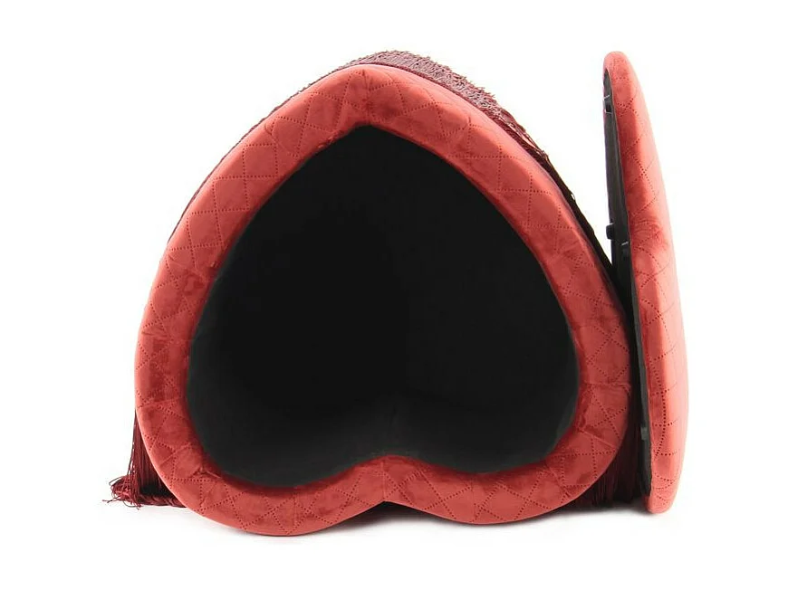 Pouf & Coffre de Rangement avec Franges "Paola" 48cm Bordeaux