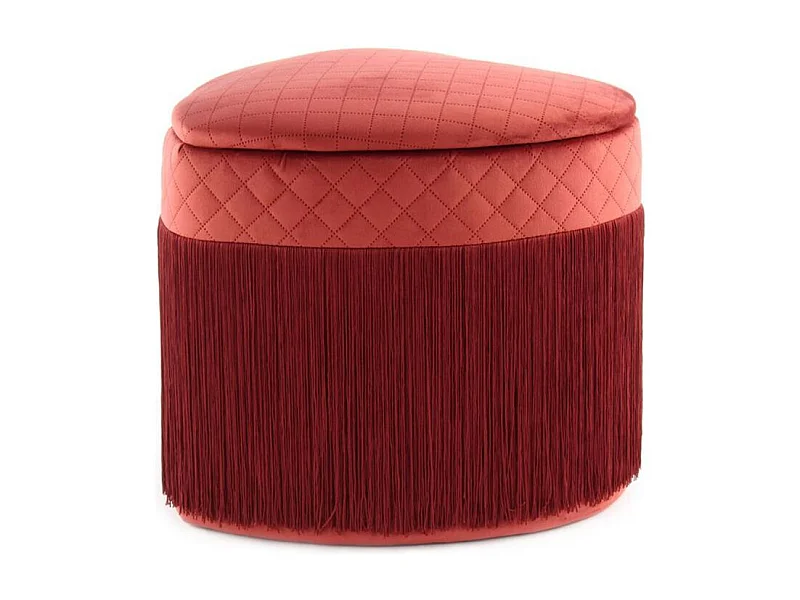 Pouf & Coffre de Rangement avec Franges "Paola" 48cm Bordeaux