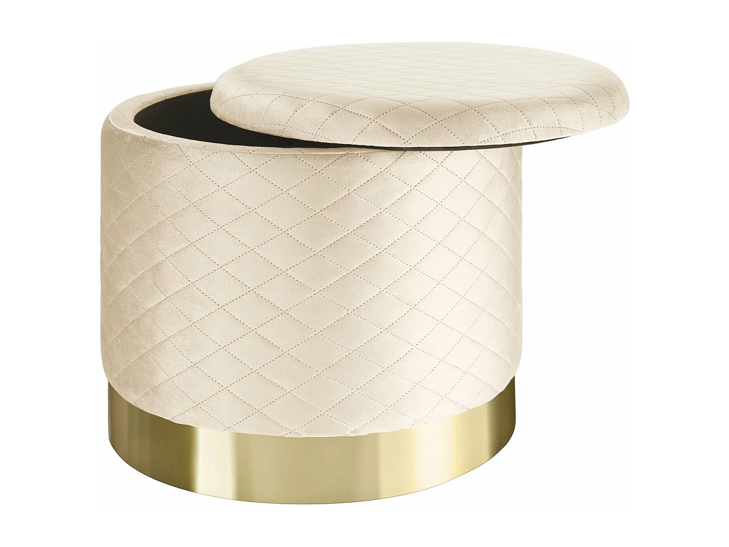 Puf taburete asiento cofre acolchado aspecto terciopelo beige 08_0000576