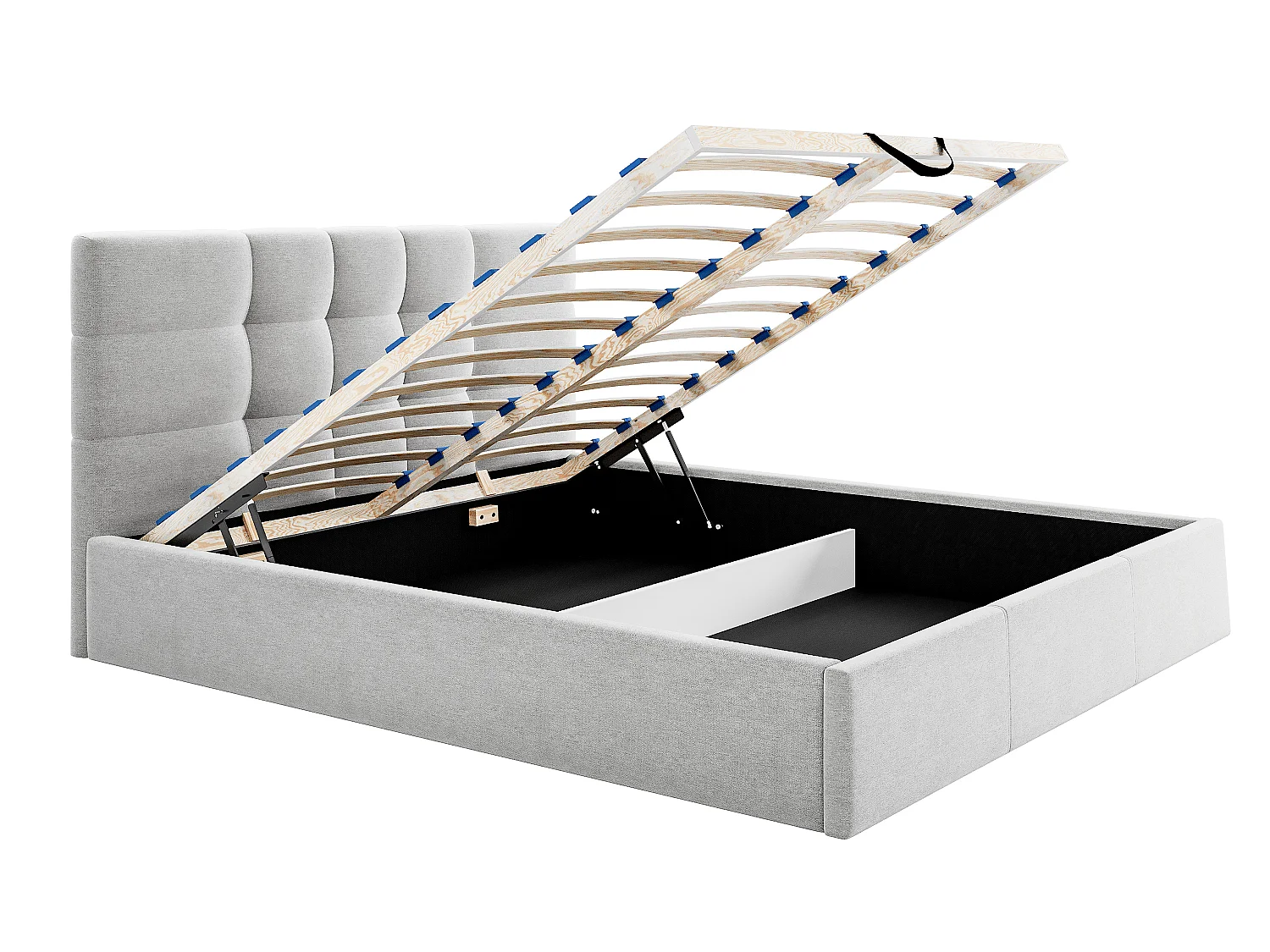 Cama com espaço de arrumação 140 x 190 cm tecido cinzento + colchão - ELIAVA de Pascal Morabito