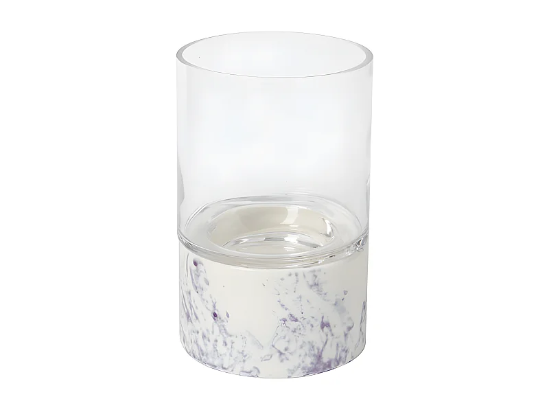 Porte-Bougie en Effet Marbre Grand Format - Blanc