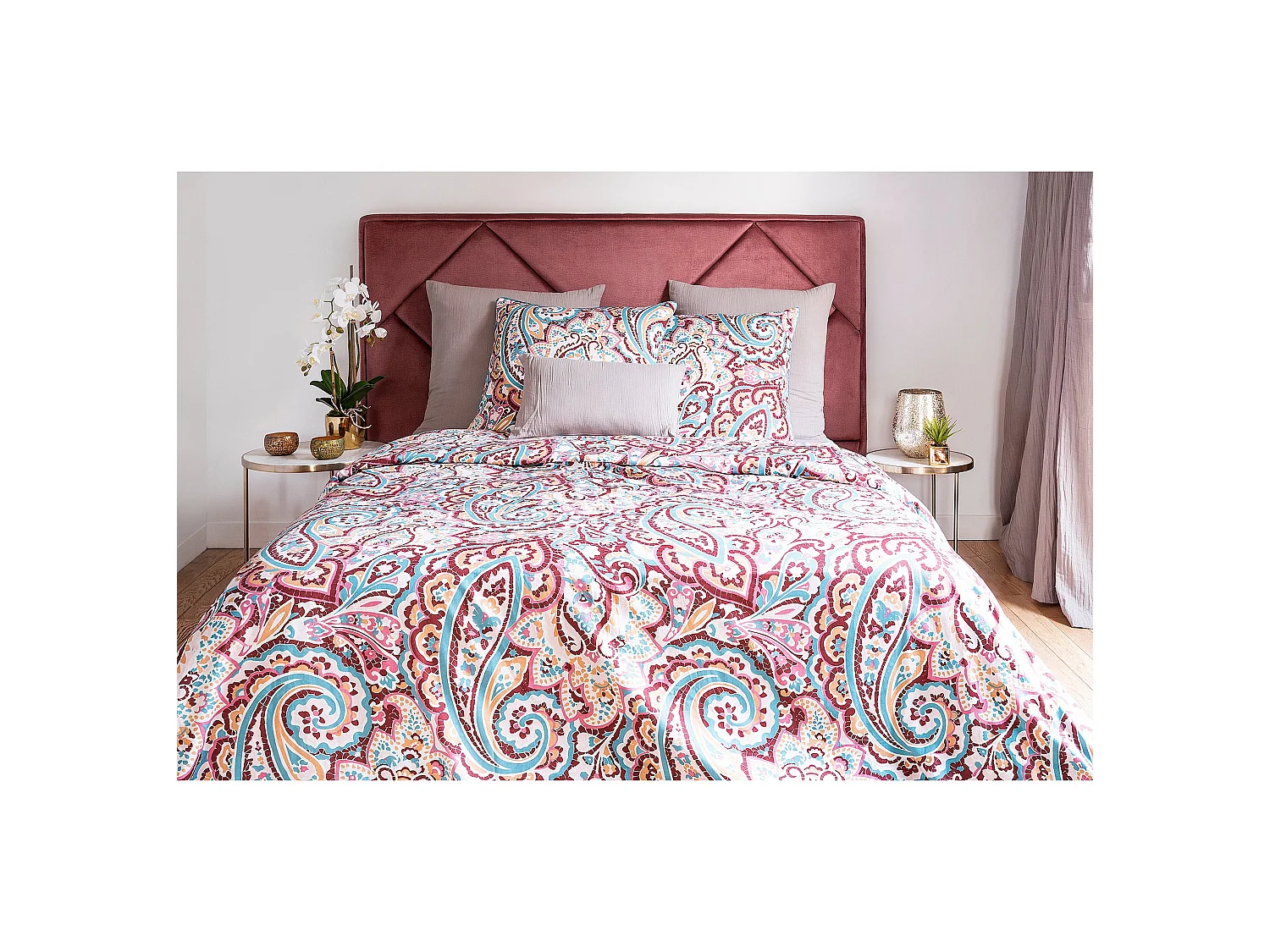 Ensemble housse de couette 260x240cm 2 taies d'oreiller 63x63cm