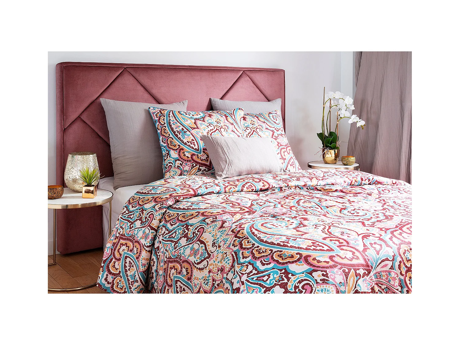 Ensemble housse de couette 260x240cm 2 taies d'oreiller 63x63cm