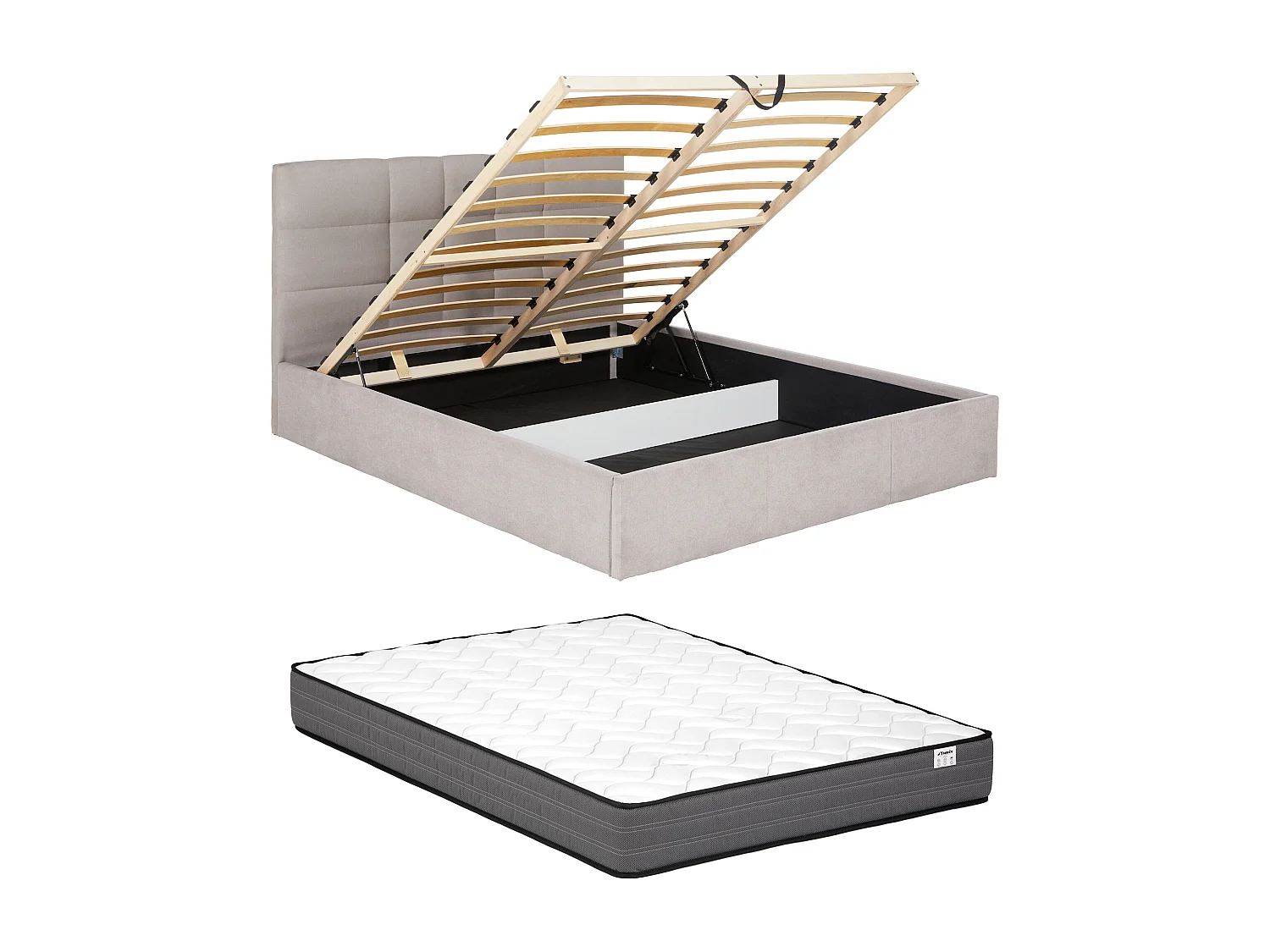 Förrådssäng 180 x 200 cm - Tyg - Beige + Madrass - ELIAVA från Pascal Morabito