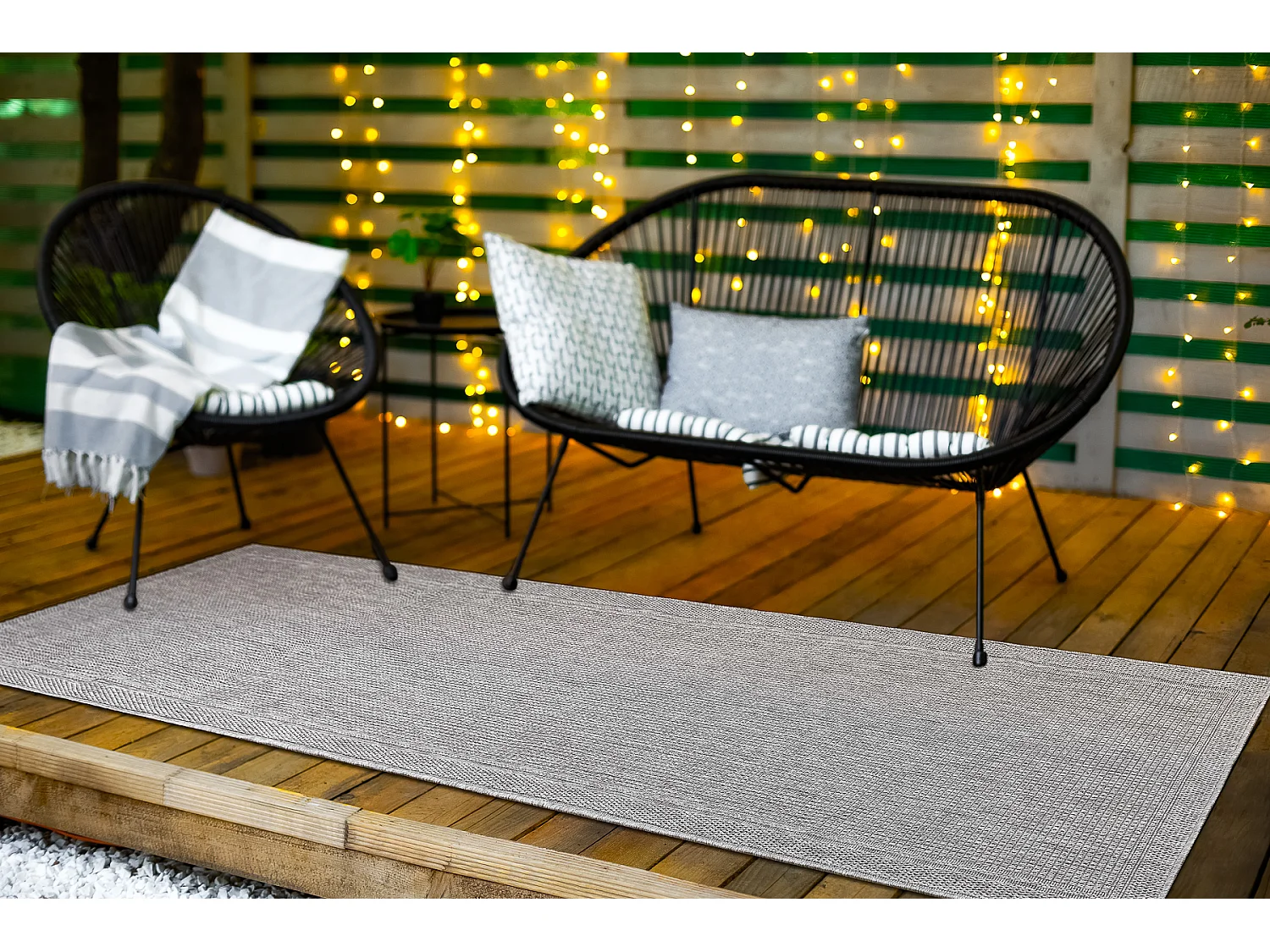 Sisal tapijt, loper TIMO 5979 buitenshuis kader grijskleuring 80x250 cm