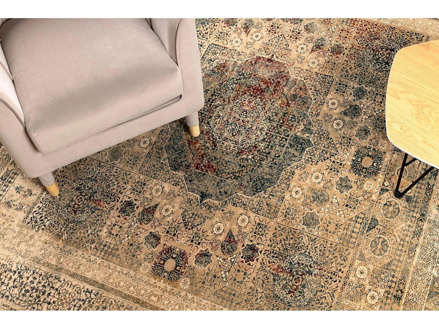 Tapis en laine SUPERIOR MAMLUK oriental vintage crème 200x300 cm