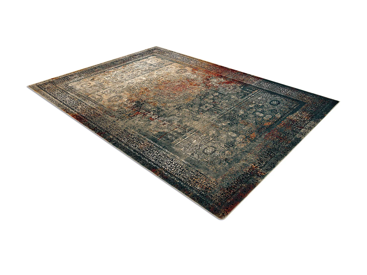 Tapis en laine SUPERIOR MAMLUK oriental vintage émeraude 235x350 cm
