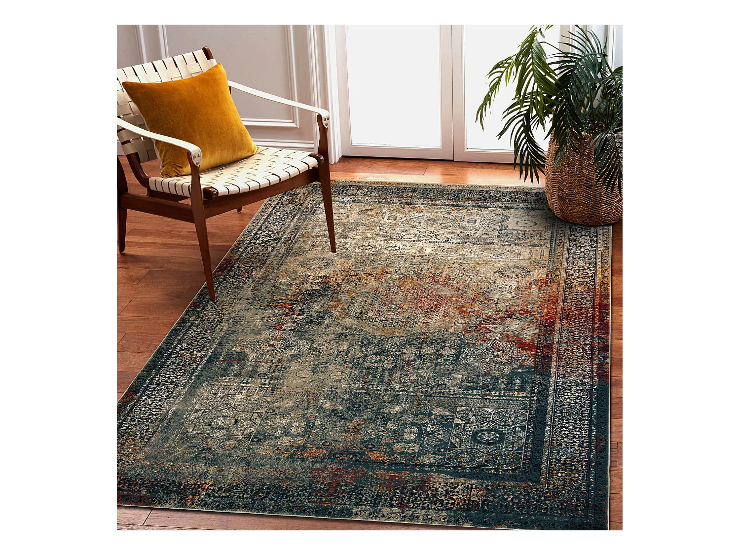 Tapis en laine SUPERIOR MAMLUK oriental vintage émeraude 235x350 cm