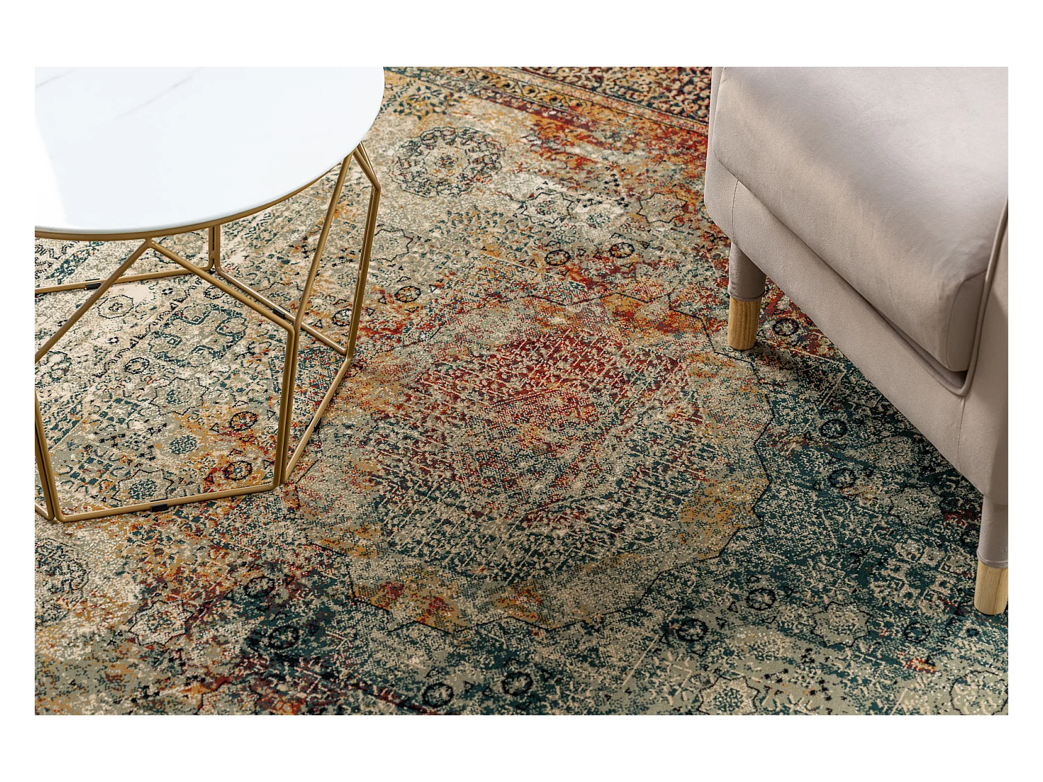 Tapis en laine SUPERIOR MAMLUK oriental vintage émeraude 235x350 cm