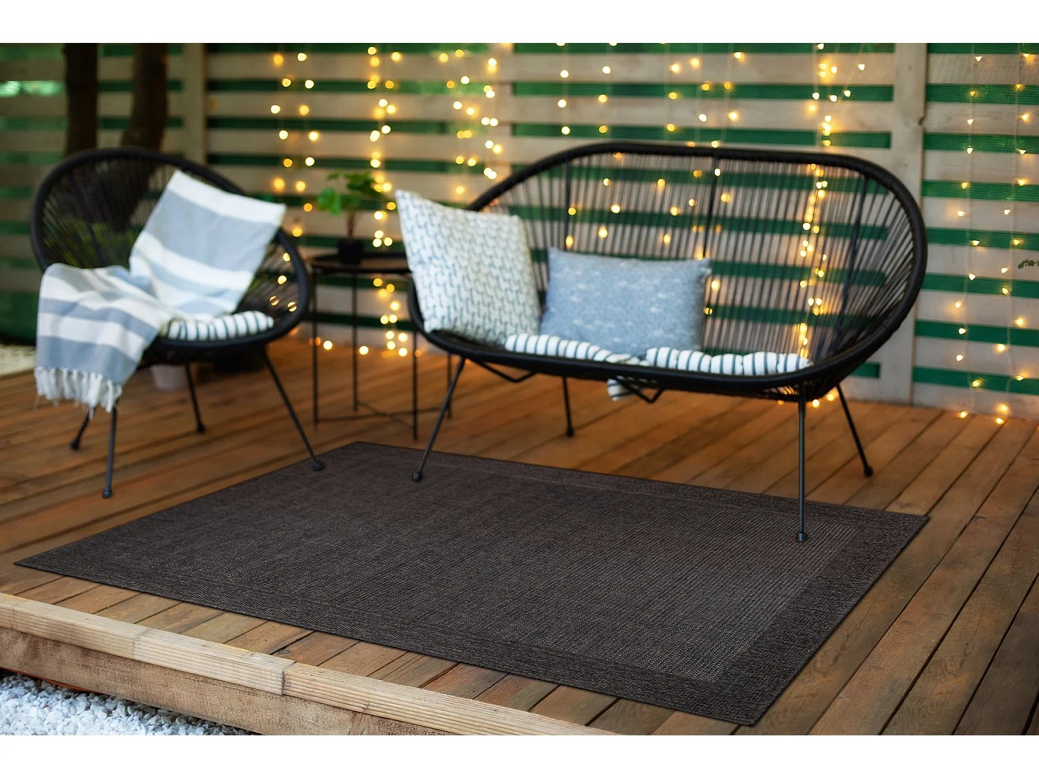 Sisal tapijt TIMO 5000 buitenshuis kader zwart 120x170 cm