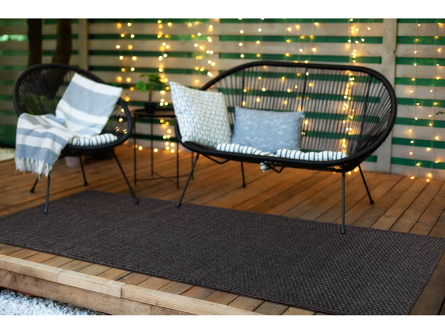 Teppich, Läufer TIMO 0000 SISAL draussen schwarz 70x250 cm