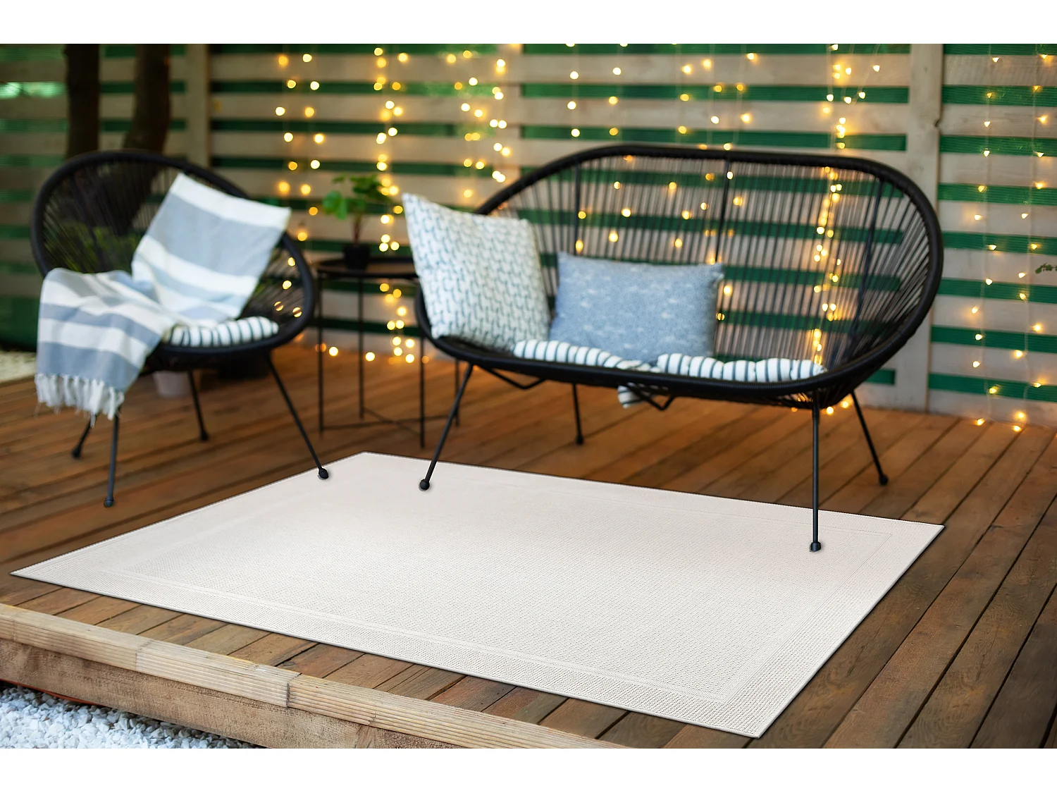 Sisal tapijt TIMO 5979 buitenshuis kader wit 120x170 cm