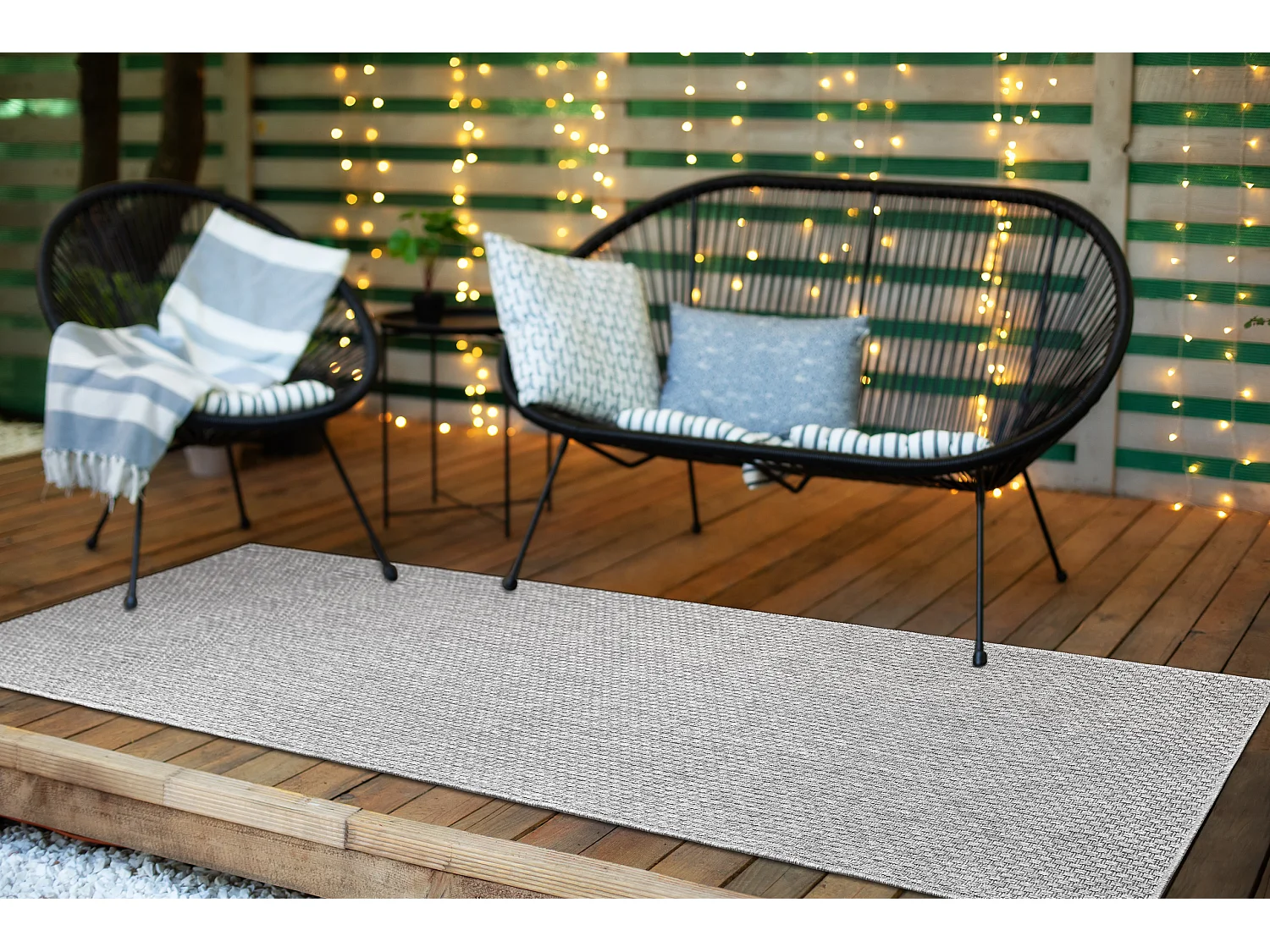 Tappeto, passatoia TIMO 6272 SIZAL all'aperto grigio chiaro 80x250 cm