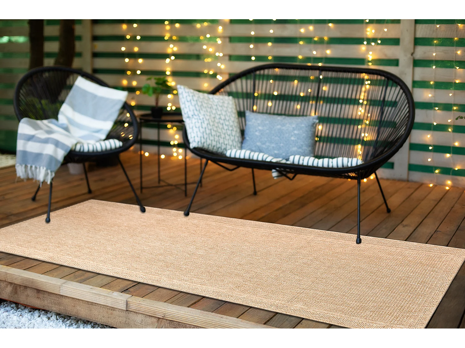 Teppich, Läufer TIMO 5979 SISAL draussen Rahmen dunkelbeige 80x200 cm