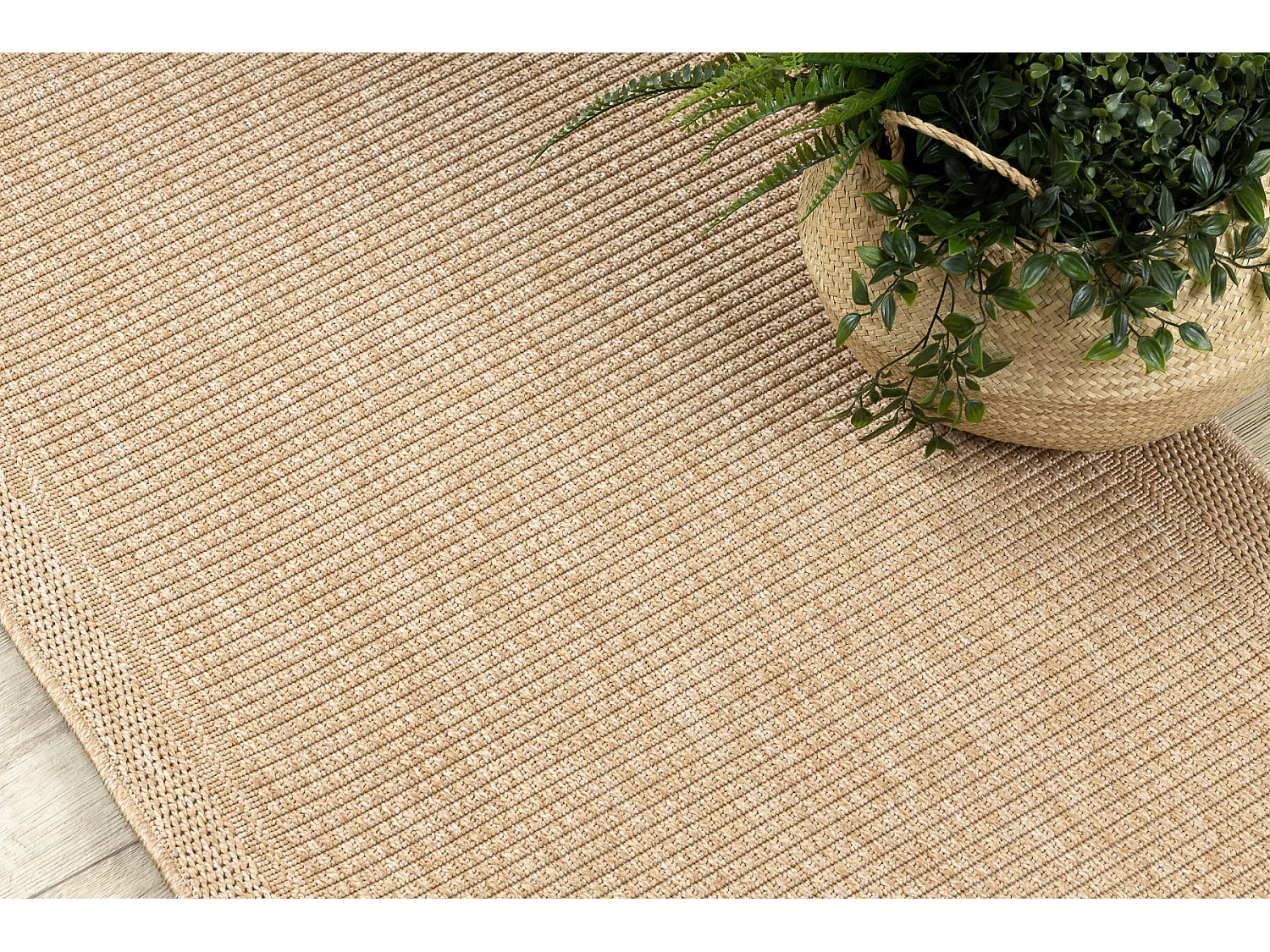 Teppich, Läufer TIMO 5979 SISAL draussen Rahmen dunkelbeige 80x200 cm